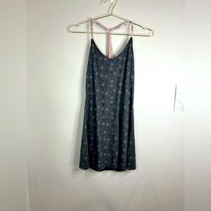 Gray Sleeveless Dress with Pink Straps